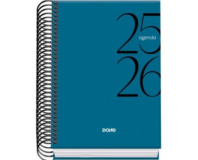 Dohe System Agenda Escolar 25/26 Espiral A6 - Dia Pagina - Papel 70g/m2 - Cubierta de Carton Plastificado - Color Azul