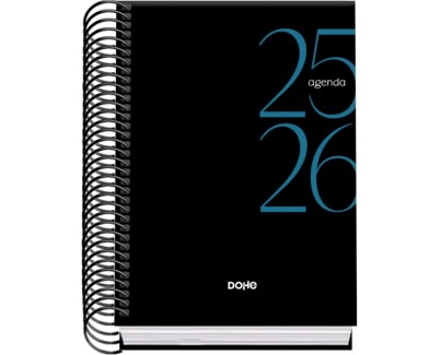 Dohe System Agenda Escolar 25/26 Espiral A6 - Dia Pagina - Papel 70g/m2 - Cubierta de Carton Plastificado - Color Negro