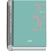 Dohe System Agenda Escolar 25/26 Espiral A6 - Dia Pagina - Papel 70g/m2 - Cubierta de Carton Plastificado - Color Verde