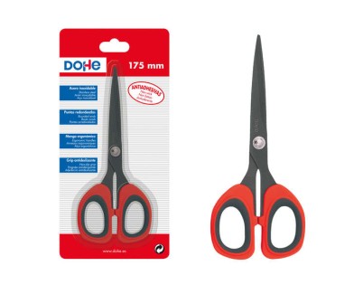 Dohe Tijeras Antiadhesivas de Acero Inoxidable - Puntas Redondeadas - Mango Ergonomico de Plastico y Caucho - Blister Individual