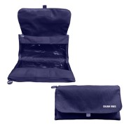 Dohe Vibes Portatodo Doble - Solapa con Bolsillo Interior - Cremallera - Ventanas Transparentes - Poliester - 22x11x6cm - Color Azul Oscuro