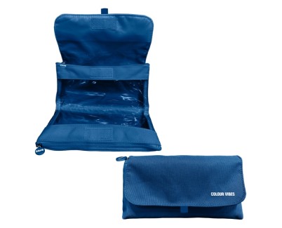 Dohe Vibes Portatodo Doble - Solapa con Bolsillo Interior - Cremallera - Ventanas Transparentes - Poliester - 22x11x6cm - Color Azul