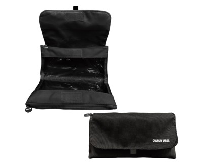 Dohe Vibes Portatodo Doble - Solapa con Bolsillo Interior - Cremallera - Ventanas Transparentes - Poliester - 22x11x6cm - Color Negro