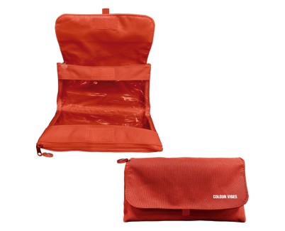 Dohe Vibes Portatodo Doble - Solapa con Bolsillo Interior - Cremallera - Ventanas Transparentes - Poliester - 22x11x6cm - Color Rojo