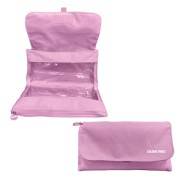 Dohe Vibes Portatodo Doble - Solapa con Bolsillo Interior - Cremallera - Ventanas Transparentes - Poliester - 22x11x6cm - Color Rosa