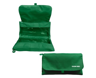 Dohe Vibes Portatodo Doble - Solapa con Bolsillo Interior - Cremallera - Ventanas Transparentes - Poliester - 22x11x6cm - Color Verde