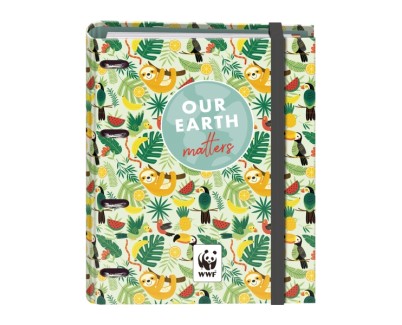 Dohe WWF Tropic Carpeta de 4 Anillas Mixtas de 35mm con Recambio de 100 Hojas - Formato Folio - Cierre con Goma - Incluye 4 Separadores y Sobre de Polipropileno