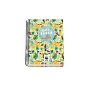 Dohe WWF Tropic Cuaderno Espiral A5 100 Hojas Cuadricula 5mm - Tapa Dura Impresa a todo Color y Plastificada en Brillo - Bandas de Color
