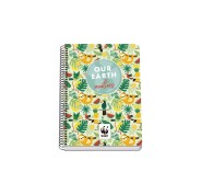 Dohe WWF Tropic Cuaderno Espiral A5 80 Hojas Cuadricula 4mm con Margen - Tapa Rigida Impresa a todo Color y Plastificada en Brillo - Guardas Impresas