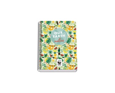 Dohe WWF Tropic Cuaderno Espiral A5 80 Hojas Cuadricula 4mm con Margen - Tapa Rigida Impresa a todo Color y Plastificada en Brillo - Guardas Impresas