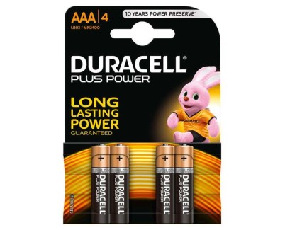 Duracell MN2400B4 Pilas Alcalinas AAA LR03 1.5V Plus Power (4 unidades)