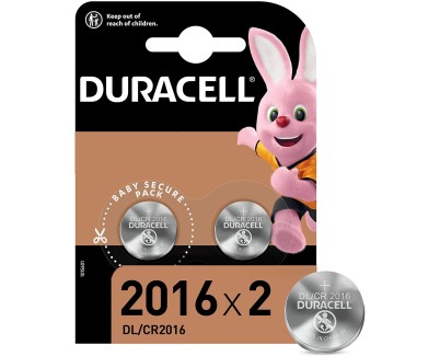 Duracell Pack de 2 Pilas Litio de Boton DL2016 3V - Tecnologia Baby Secure