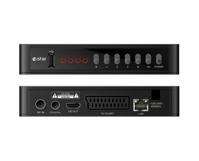 E-Star Sintonizador TDT Digital - Admite Configuracion de Ancho de Banda de Canal de 7/8MHz - Cambio Automatico PAL y NTSC - Multiples Idiomas - HDMI, USB, RJ-45