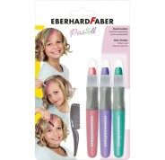 Eberhard Faber Pack de 3 Tizas Pastel para el Cabello + 1 Mini Peine - Aplicar sobre el Cabello Seco - Utilice el Peine para Dispensar el Color - Facil de Lavar - Colores Rosa, Violeta, Turquesa Pastel