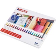 Edding 1200 Caja Metalica con 20 Rotuladores - Punta Redonda - Trazo 1mm - Tinta con Base de Agua - Colores Surtidos