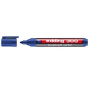 Edding 300 Rotulador Permanente - Punta Redonda - Trazo entre 1.5 y 3 mm. - Tinta Casi Inodora - Capuchon con Clip - Secado Rapido - Color Azul