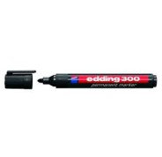 Edding 300 Rotulador Permanente - Punta Redonda - Trazo entre 1.5 y 3 mm. - Tinta Casi Inodora - Capuchon con Clip - Secado Rapido - Color Negro