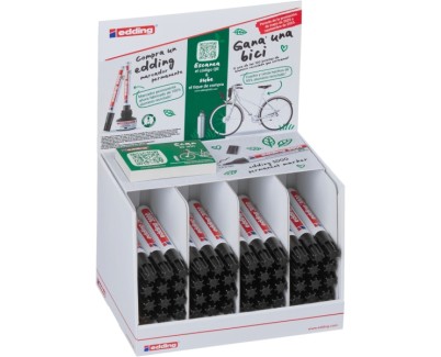 Edding 3000 Expositor con 48 Rotuladores Permanentes - Punta Redonda de 1.5mm - Trazo entre 1.5 y 3mm - Recargable - Secado Rapido - Color Negro