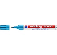 Edding 3000 Rotulador Permanente - Punta Redonda de 1.5mm - Trazo entre 1.5 y 3mm - Recargable - Secado Rapido - Color Azul Claro