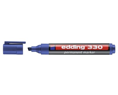 Edding 330 Rotulador Permanente - Punta Biselada - Trazo entre 1 y 5 mm. - Tinta casi Inodora - Capuchon con Clip - Secado Rapido - Color Azul