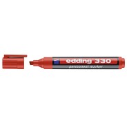 Edding 330 Rotulador Permanente - Punta Biselada - Trazo entre 1 y 5 mm. - Tinta casi Inodora - Capuchon con Clip - Secado Rapido - Color Rojo