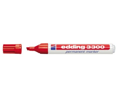 Edding 3300 Rotulador Permanente - Punta Biselada - Trazo entre 1 y 5 mm. - Tinta Casi Inodora - Secado Rapido - Color Rojo