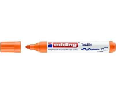 Edding 4500 Rotulador Permanente para Textil - Punta Redonda - Trazo entre 2 y 3mm - Olor Neutro - Secado Rapido - Color Naranja