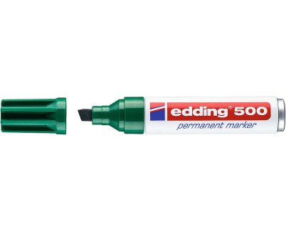 Edding 500 Rotulador Permanente - Punta Biselada - Trazo entre 2 y 7 mm. - Recargable - Secado Instantaneo - Color Verde