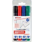 Edding 660 Pack de 4 Rotuladores para Pizarra Blanca - Punta Redonda - Trazo entre 1.5 y 3mm - Recargable - Secado Rapido - Colores Surtidos
