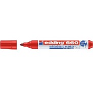 Edding 660 Rotulador para Pizarra Blanca - Punta Redonda - Trazo entre 1.5 y 3 mm. - Tinta Pigmentada - Recargable - Borrable en Seco - Color Rojo