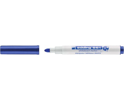 Edding 661 Rotulador para Pizarra Blanca - Punta Redonda - Trazo entre 1 y 2 mm. - Tinta Pigmentada - Borrable en Seco - Color Azul