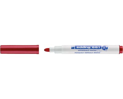 Edding 661 Rotulador para Pizarra Blanca - Punta Redonda - Trazo entre 1 y 2 mm. - Tinta Pigmentada - Borrable en Seco - Color Rojo