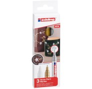 Edding 750 Pack de 3 Rotuladores Permanentes - Punta Redonda - Trazo entre 2 y 4 mm. - Tinta Opaca - Secado Rapido - Colores Blanco, Plata y Oro Edding 750 Pack de 3 Rotuladores Permanentes - Punta Redonda - Trazo entre 2 y 4 mm. - Tinta Opaca - Secado Rapido - Colores Blanco, Plata y Oro