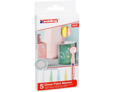 Edding 751 Pack de 5 Rotuladores Permanentes - Punta Redonda - Trazo entre 1 y 2 mm. - Tinta Opaca - Secado Rapido - Colores Surtidos Pastel