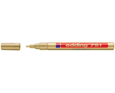 Edding 751 Rotulador Permanente - Punta Redonda - Trazo entre 1 y 2 mm. - Tinta Opaca - Secado Rapido - Color Oro