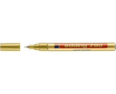 Edding 780 Rotulador Permanente de Tinta Opaca - Punta Redonda - Trazo 0.8mm - Puntas de Recambio Disponibles - Secado Rapido - Color Oro