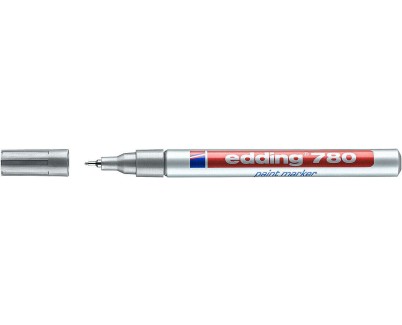 Edding 780 Rotulador Permanente de Tinta Opaca - Punta Redonda - Trazo 0.8mm - Puntas de Recambio Disponibles - Secado Rapido - Color Plata
