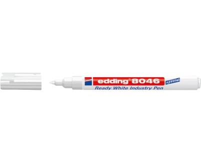 Edding 8046 Rotulador Permanente Industrial - Punta Redonda 1-3mm - Tinta Opaca - Resistente al Desgaste, Roce y Luz - Color Blanco