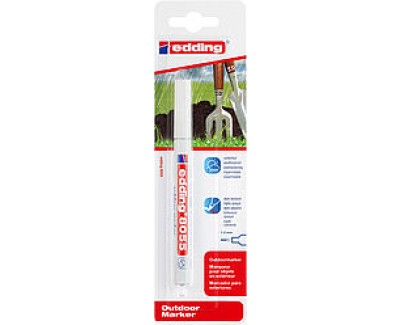 Edding 8055 Rotulador Permanente para Exteriores - Punta Redonda 1-2mm - Tinta Resistente al Desgaste, Roce y Luz - Color Blanco