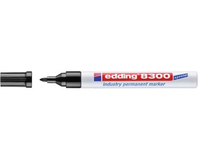 Edding 8300 Rotulador Permanente Industrial - Punta Redonda 1.5-3mm - Tinta Resistente al Desgaste, Roce y Luz - Color Negro