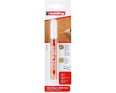 Edding 8900 Rotulador Permanente para Muebles - Punta Redonda 1.5-2mm - Resistente a la Luz - Secado Rapido - Color Roble Claro
