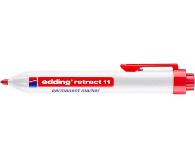 Edding Retract 11 Rotulador Permanente Retractil - Punta Redonda - Trazo entre 1.5 y 3mm - Recargable - Secado Rapido - Color Rojo