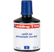 Edding T100 Bote de Recarga para Rotulador Permanente - Capacidad 100ml - Color Azul