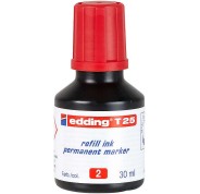 Edding T25 Bote de Recarga para Rotulador Permanente - Capacidad 30ml - Color Rojo