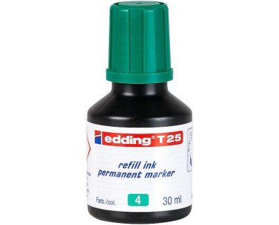 Edding T25 Bote de Recarga para Rotulador Permanente - Capacidad 30ml - Color Verde