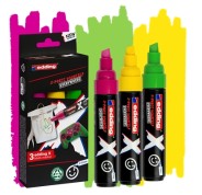 Edding X 6900 Caramelo Pack de 3 Rotuladores Multisuperficie Permanentes de Tinta Opaca - Punta Biselada con Trazo 2-10mm - Color Amarillo, Verde y Magenta