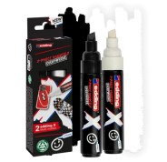 Edding X 6900 Pack de 2 Rotuladores Multisuperficie Permanentes de Tinta Opaca - Punta Biselada con Trazo 2-10mm - Color Blanco y Negro
