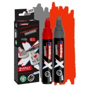 Edding X 6900 Pack de 2 Rotuladores Multisuperficie Permanentes de Tinta Opaca - Punta Biselada con Trazo 2-10mm - Color Gris y Rojo