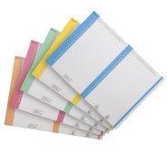 Elba Bristol Pack de 10 Hojas A5 por 27 Etiquetas para Visores Laterales Carpeta Colgante Nº 8 14.4x06mm - Resistente Material Bristol - Tamaño Adecuado para Carpeta Colgante - Con Borde de Color