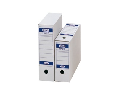 Elba Caja de Archivo Definitivo Folio - Resistente y Duradera - Ideal para Organizar Documentos - Color Blanco y Azul